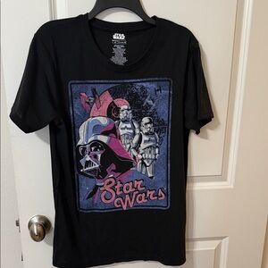 Star Wars Black Tee with Pink and Blue Design